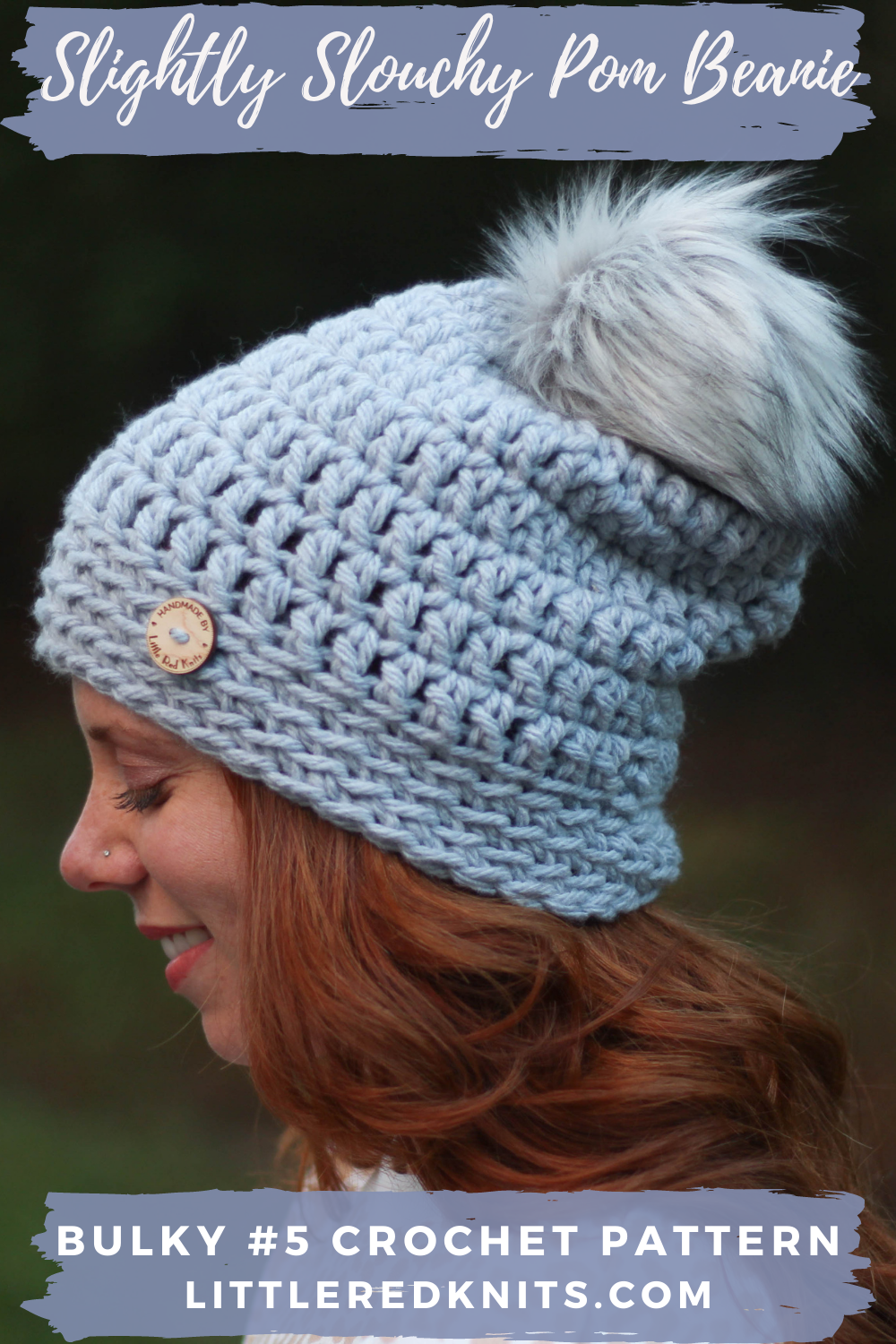 Bulky Crochet Hat with Fur Pom Pom Sample